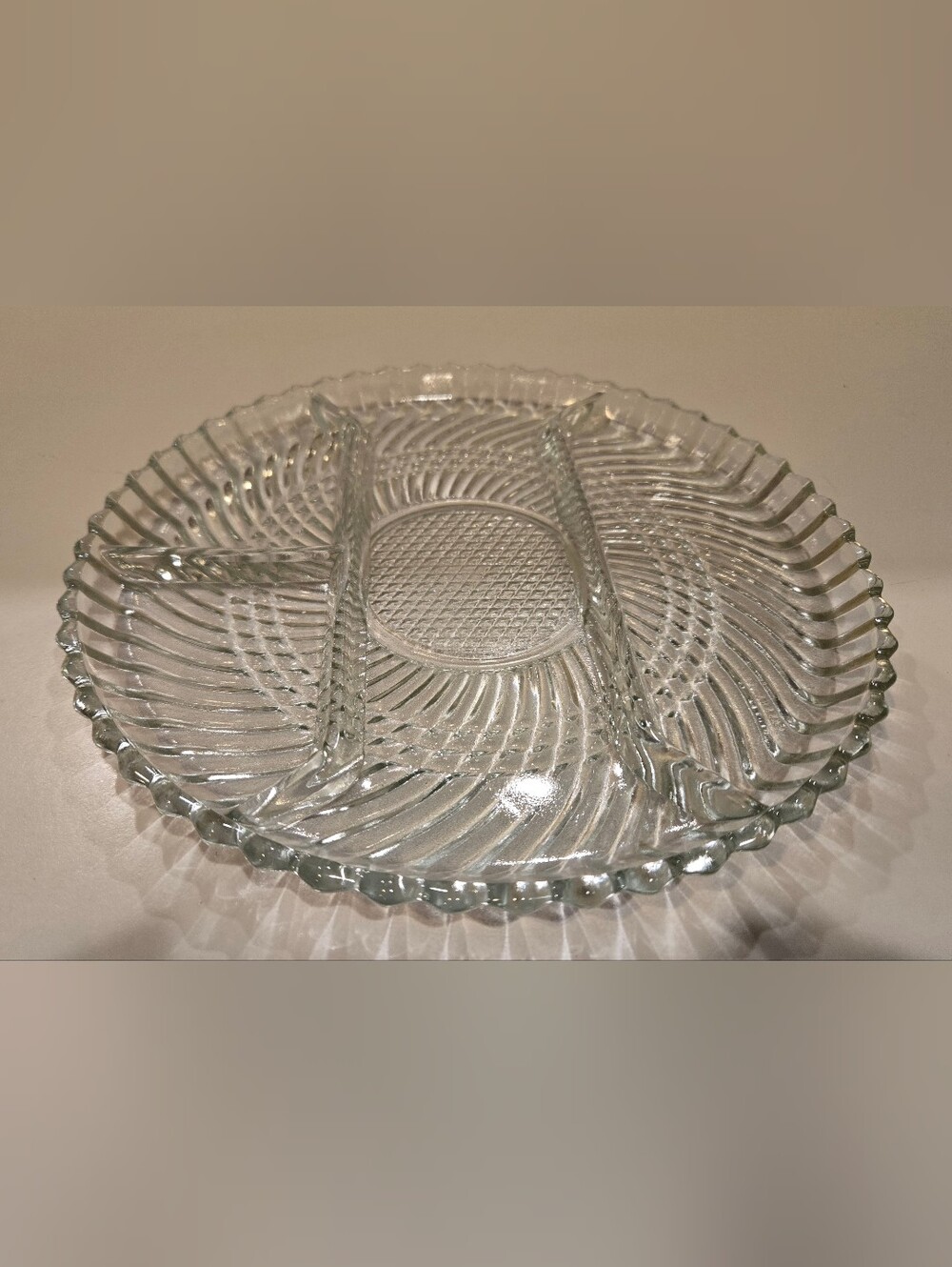 Vintage Indiana Clear Glass Divided Serving Platter - Elegant Home Dining